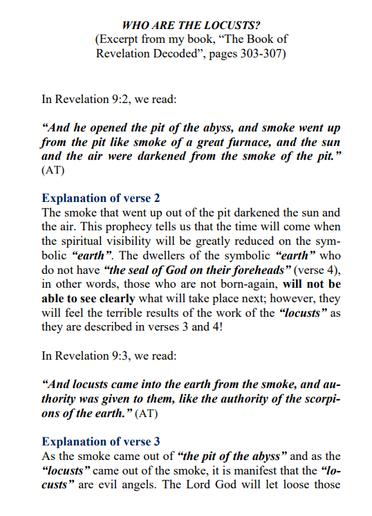 A page of text with the words " in revelation 9 : 2, we read."