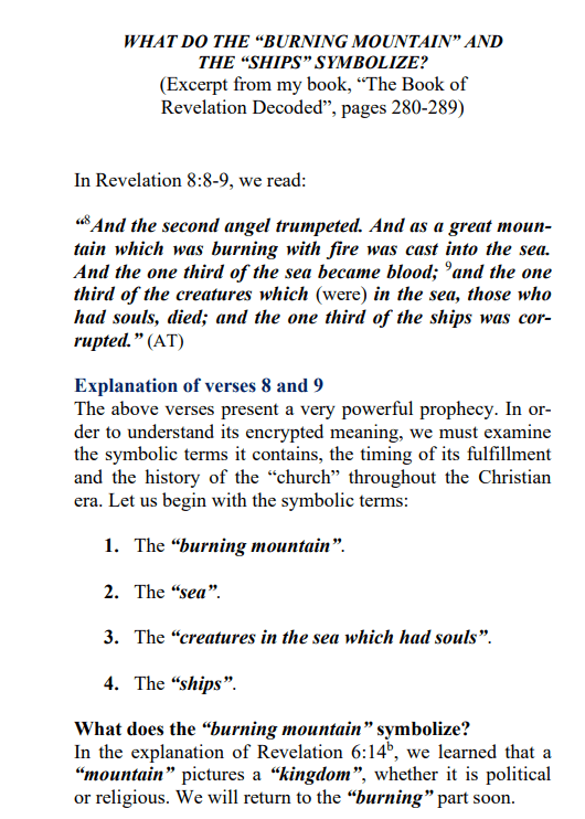 A page of text with an image and the words " revelation 9 : 8-9, we read."